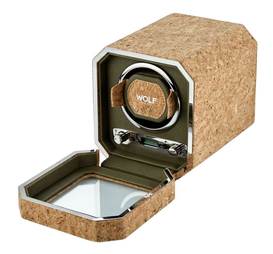 Open View Of Wolf Cortica Single Watch Winder II Beige.