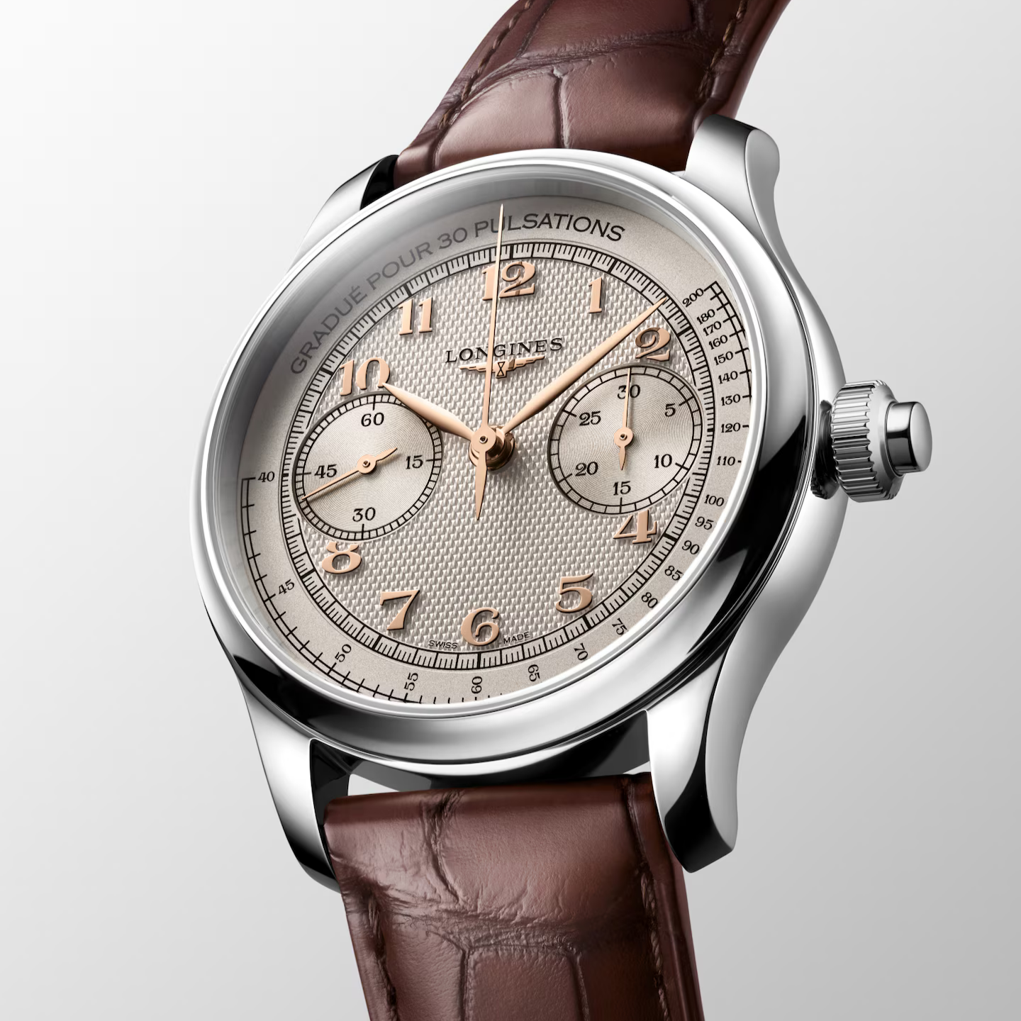 Front Side View of Longines Master Collection Chrono Monopusher Ivory L29604782