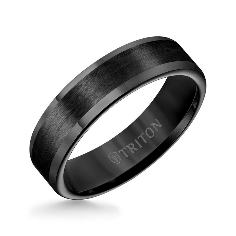 Tilted View Of Roll Edge Satin Finish Classic Wedding Band.