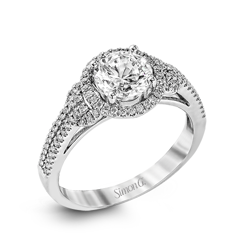 Simon G 18K White Gold Setting with Halo Diamonds