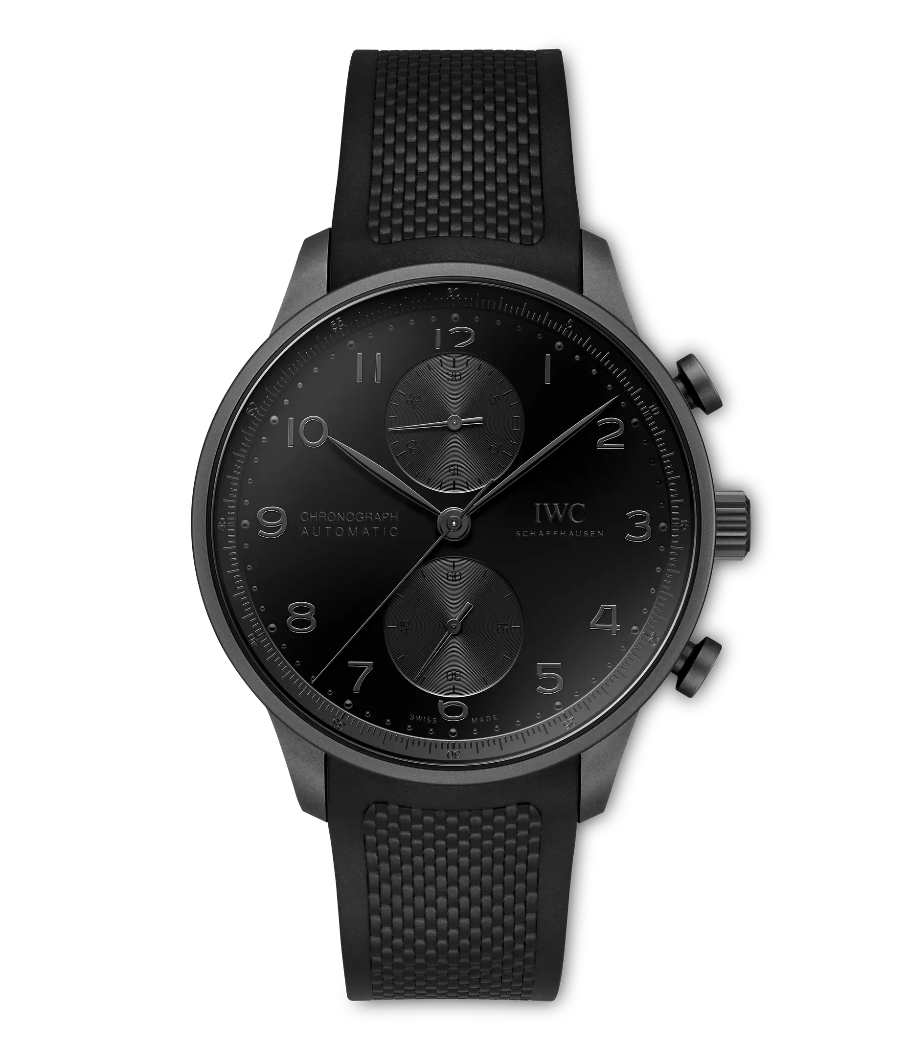 Front View Of IWC Portugieser Chronograph Ceratanium Watch.