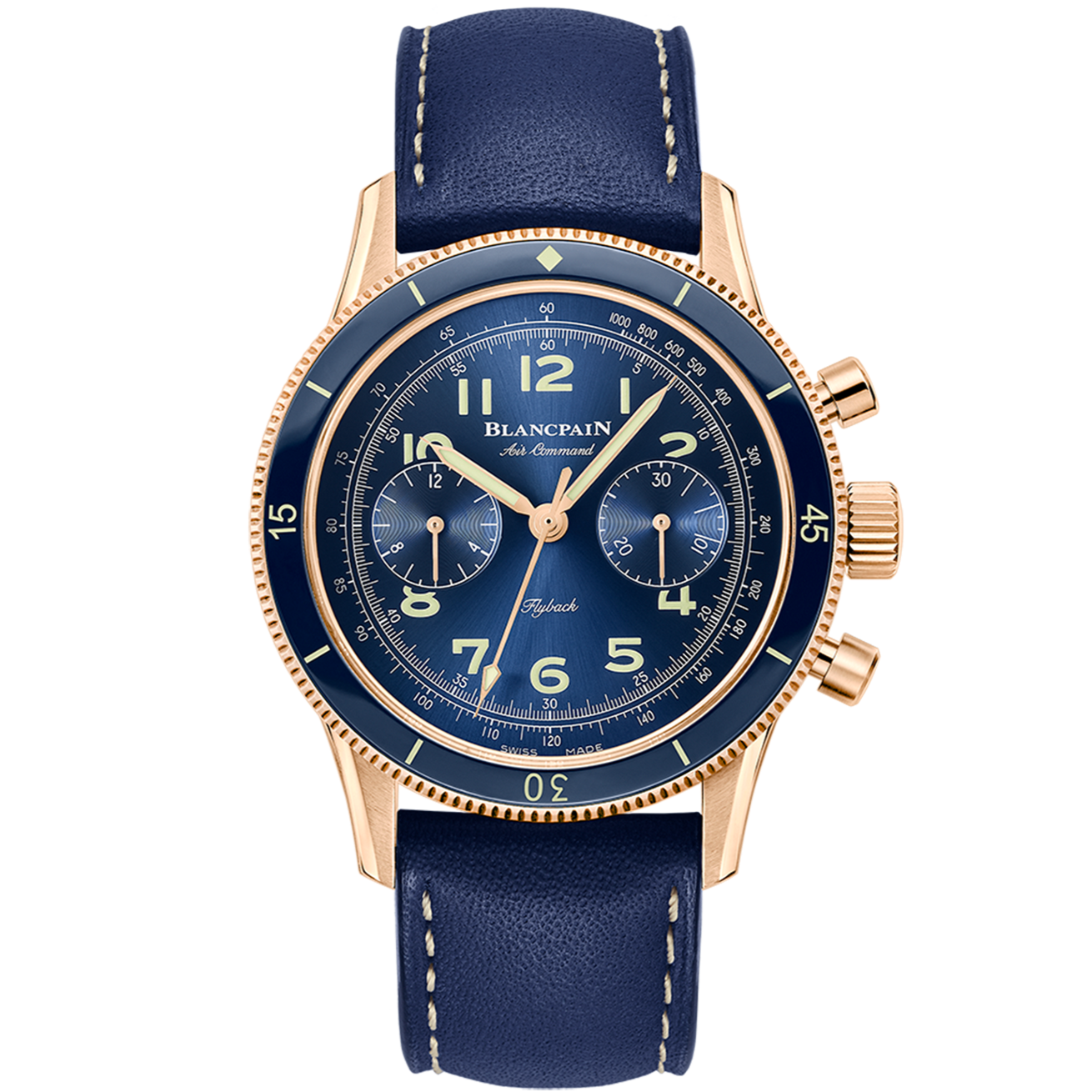 Blancpain Air Command Blue Flyback Chronograph 42.5 mm Rose Gold