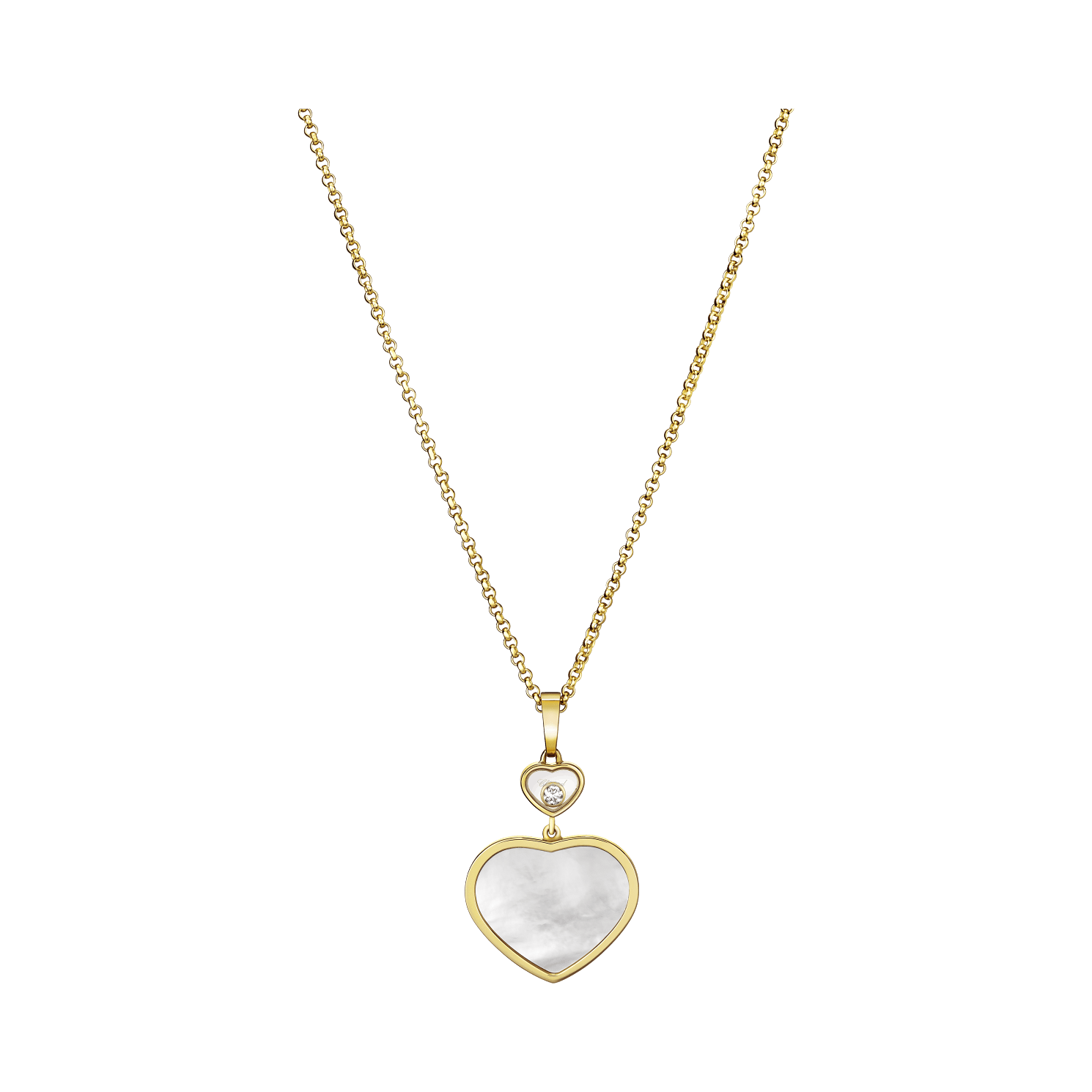 Happy Hearts Yellow Gold Mother of Pearl Pendant