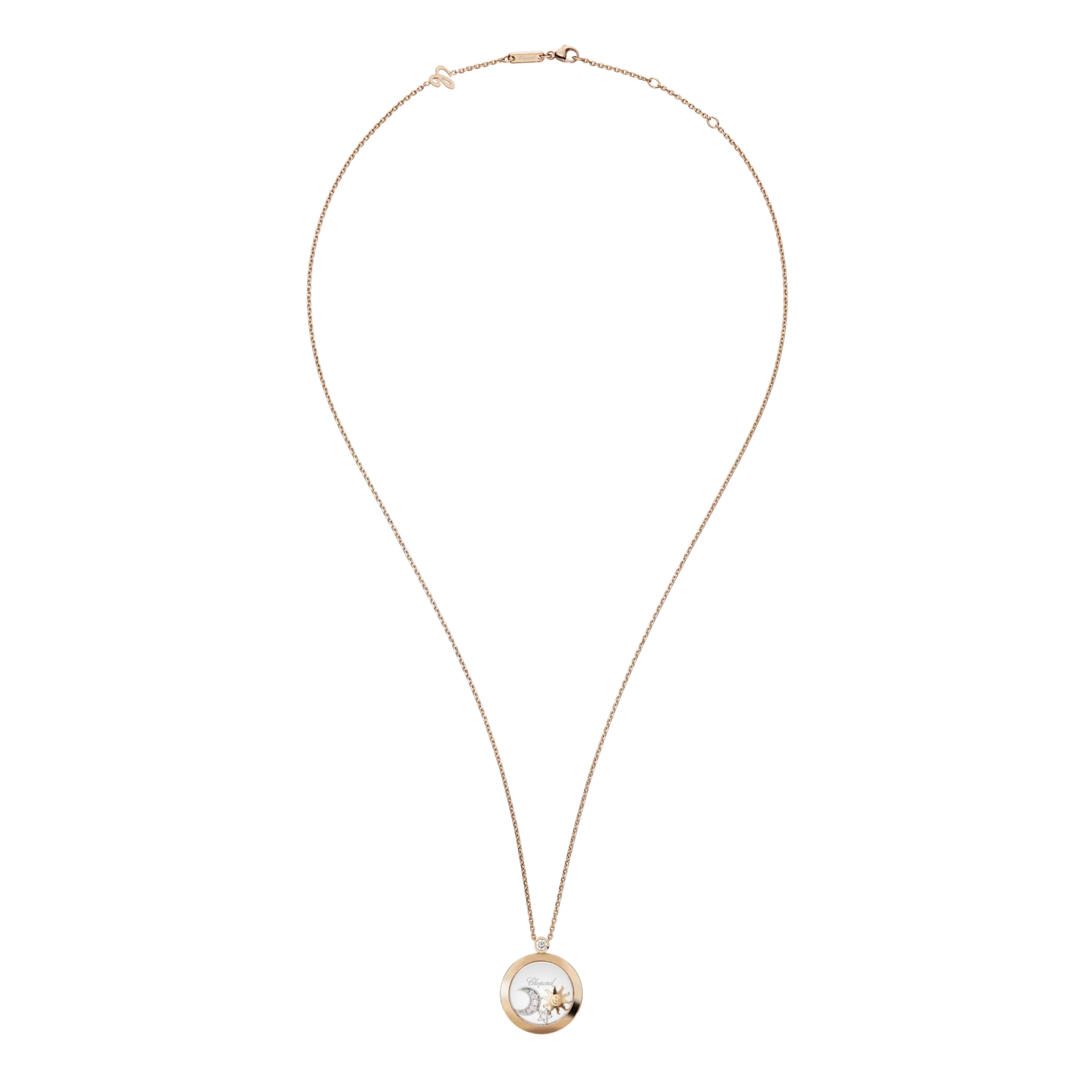 Main View of Chopard Happy Diamonds Rose Gold Pendant Happy Sun, Moon and Stars 799434-5201
