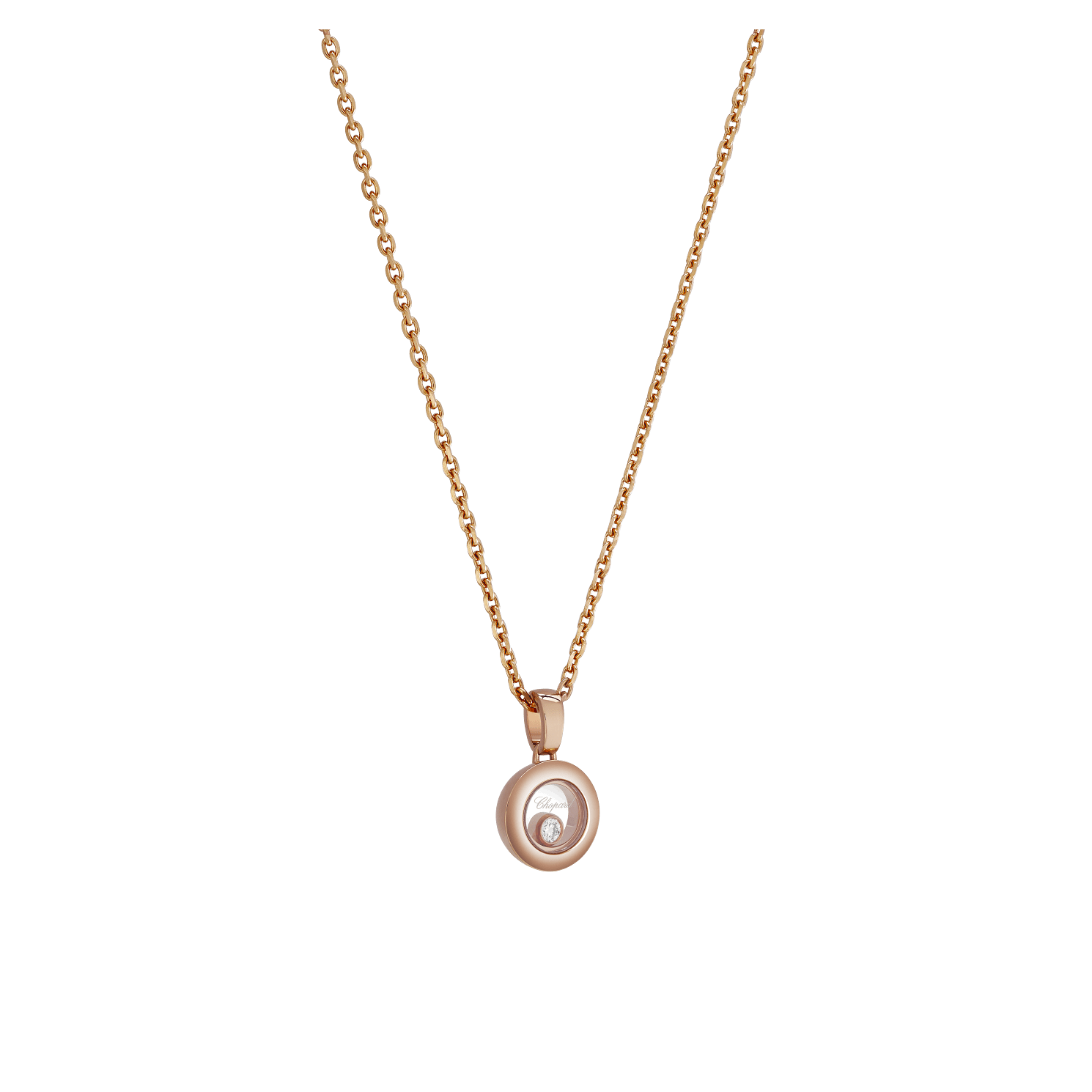 side view 79A017-5001 | Chopard Happy Diamonds Icons Rose Gold Pendant Necklace