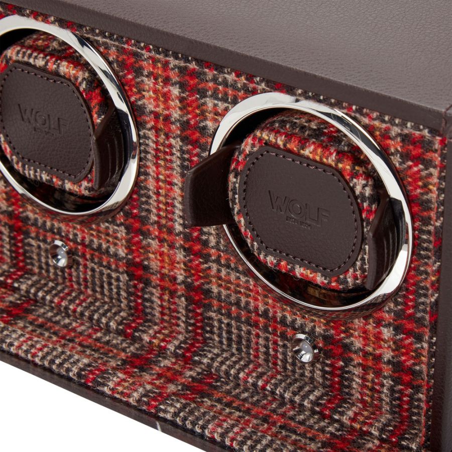 Close Up View of Wolf 1834 WM Brown Double Watch Winder 800700