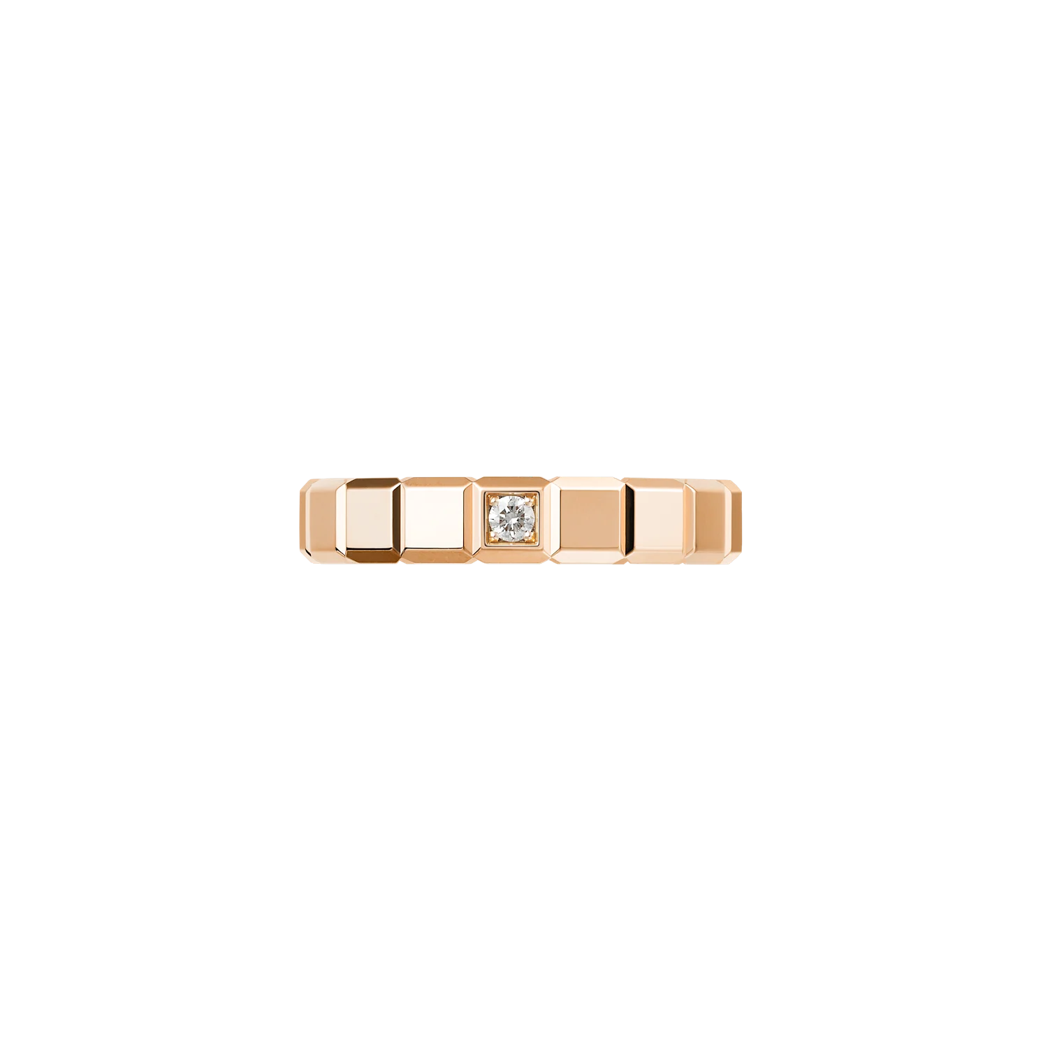 Front View of Chopard Ice Cube 1 Diamond Rose Gold Ring 829834-5076
