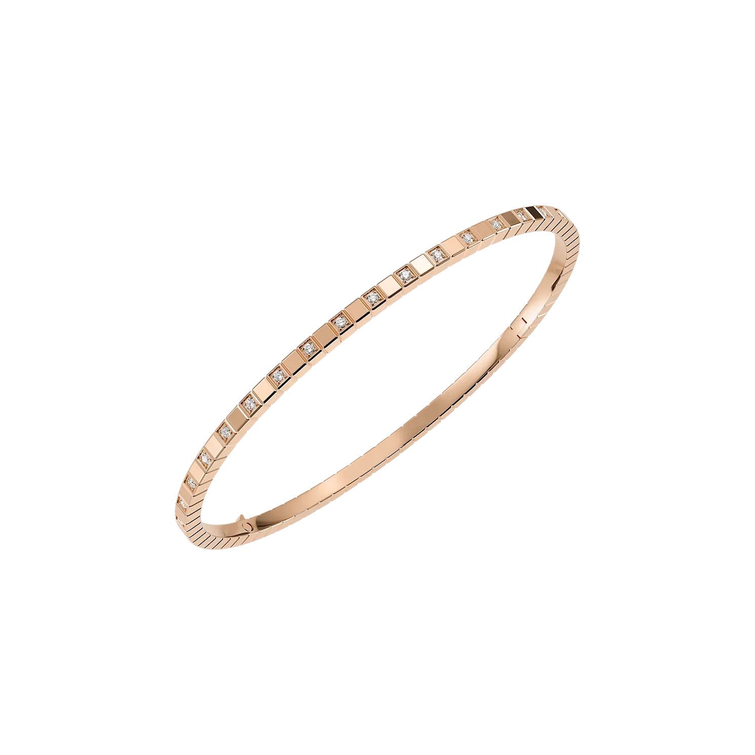 Rose gold diamond square bangle.