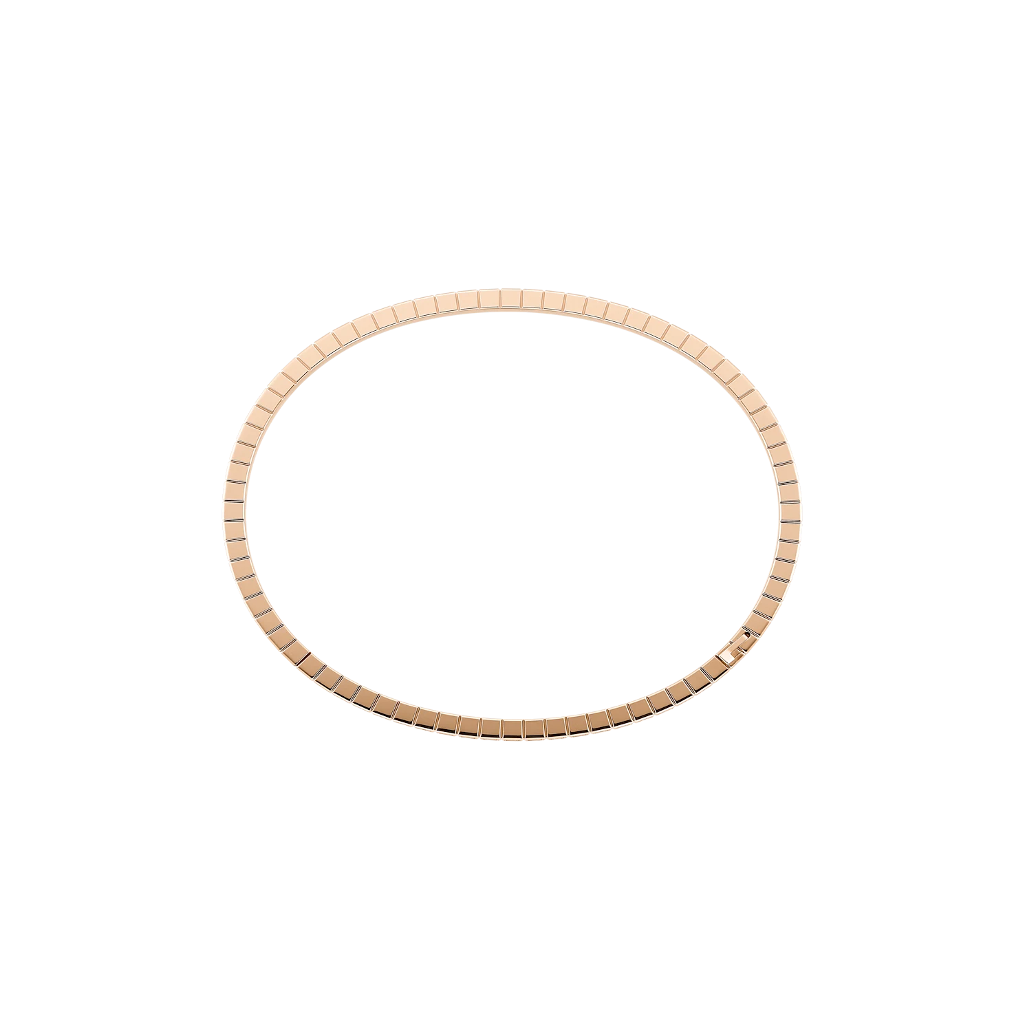 Circular rose gold square bangle.