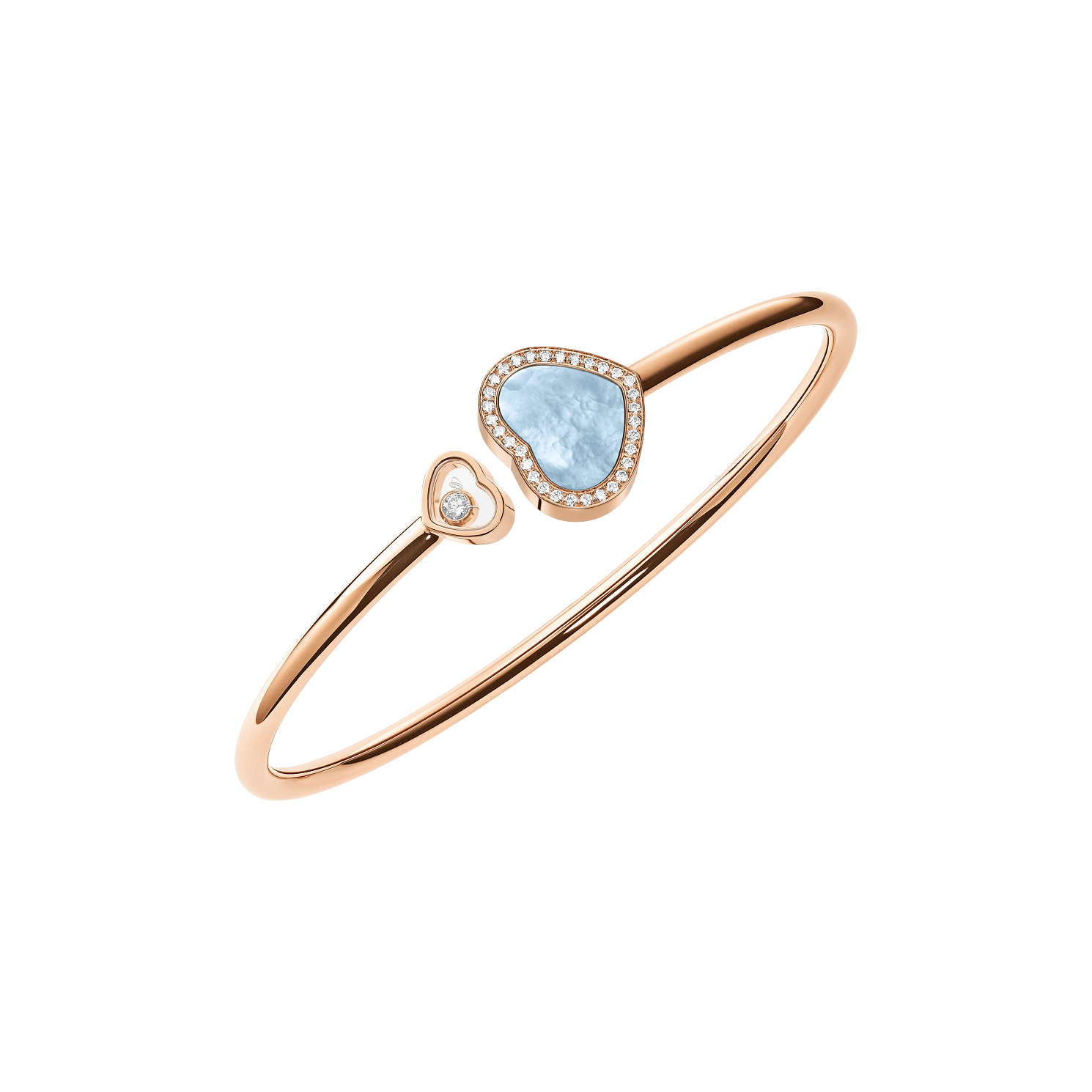 Happy Hearts Rose Gold Turquoise Mother of Pearl Bangle