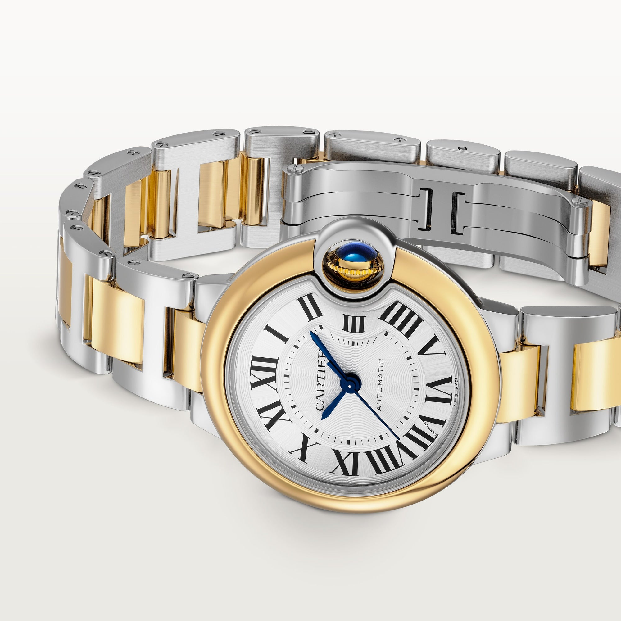 Side View of Cartier Ballon Bleu Steel & Gold 33mm W2BB0037