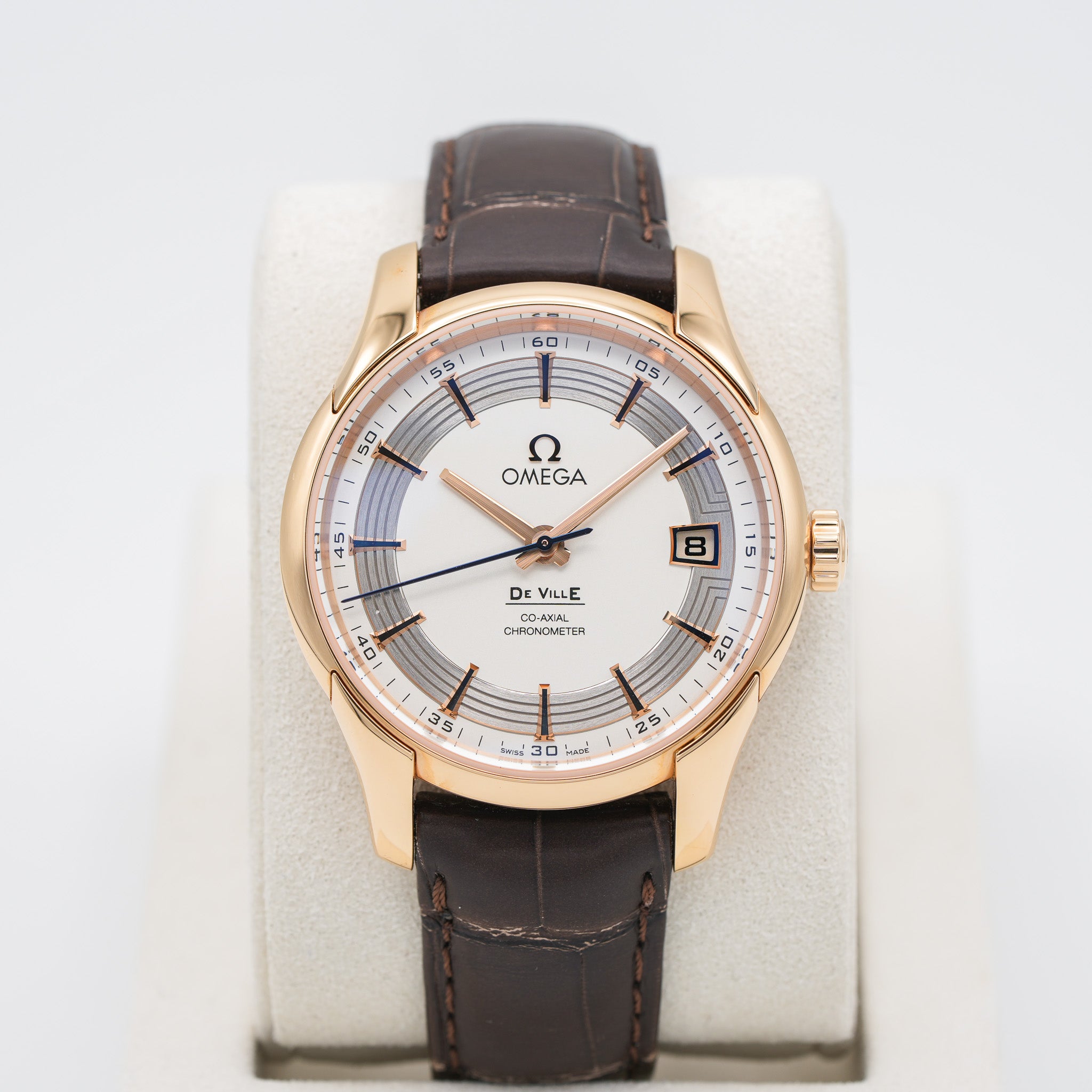 SALE | Omega De Ville Hours Vision 41 mm Red Gold On Leather Strap