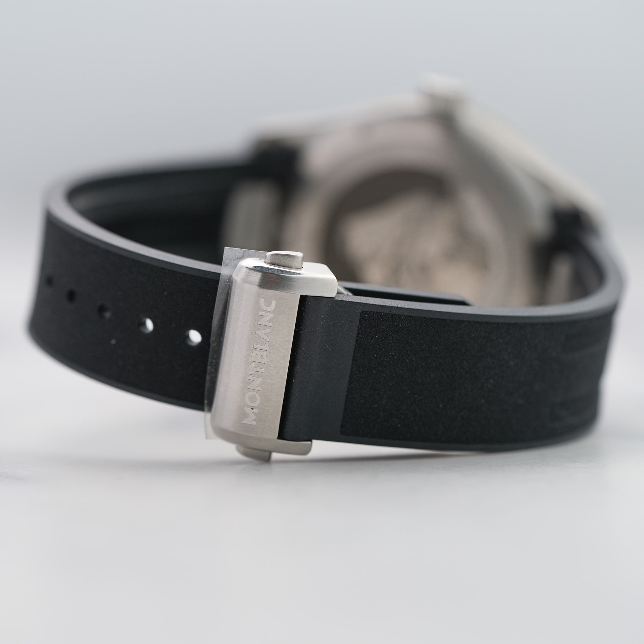 Montblanc 1858 Iced Sea Automatic Date Green on Rubber Watch clasp