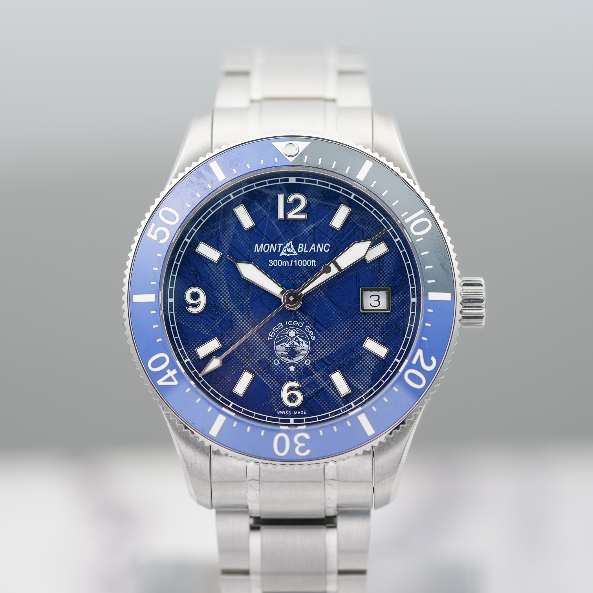 Montblanc 1858 Iced Sea Automatic Date Blue Watch dial