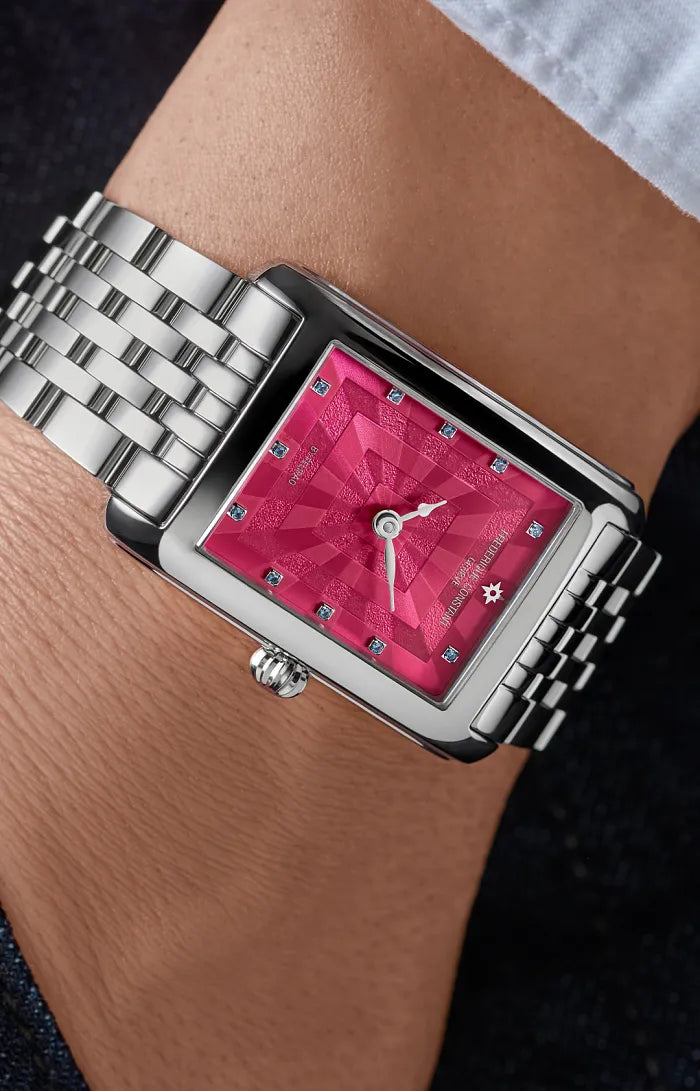 Frederique Constant Carree Ladies by Felipao Berry Pink 25mm FC200PI2C6B model wrist shot