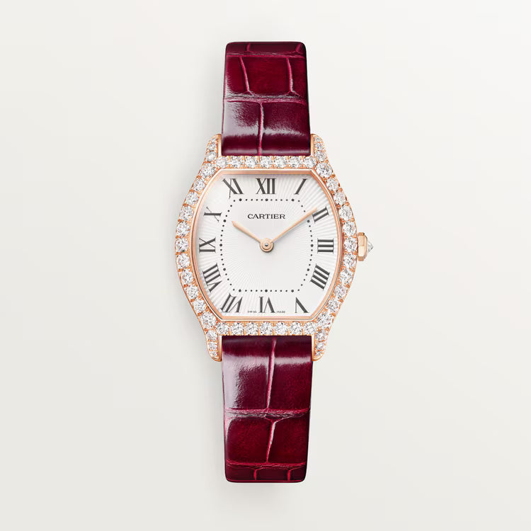 Front view of silver dial watch with sub-dials and steel bracelet.