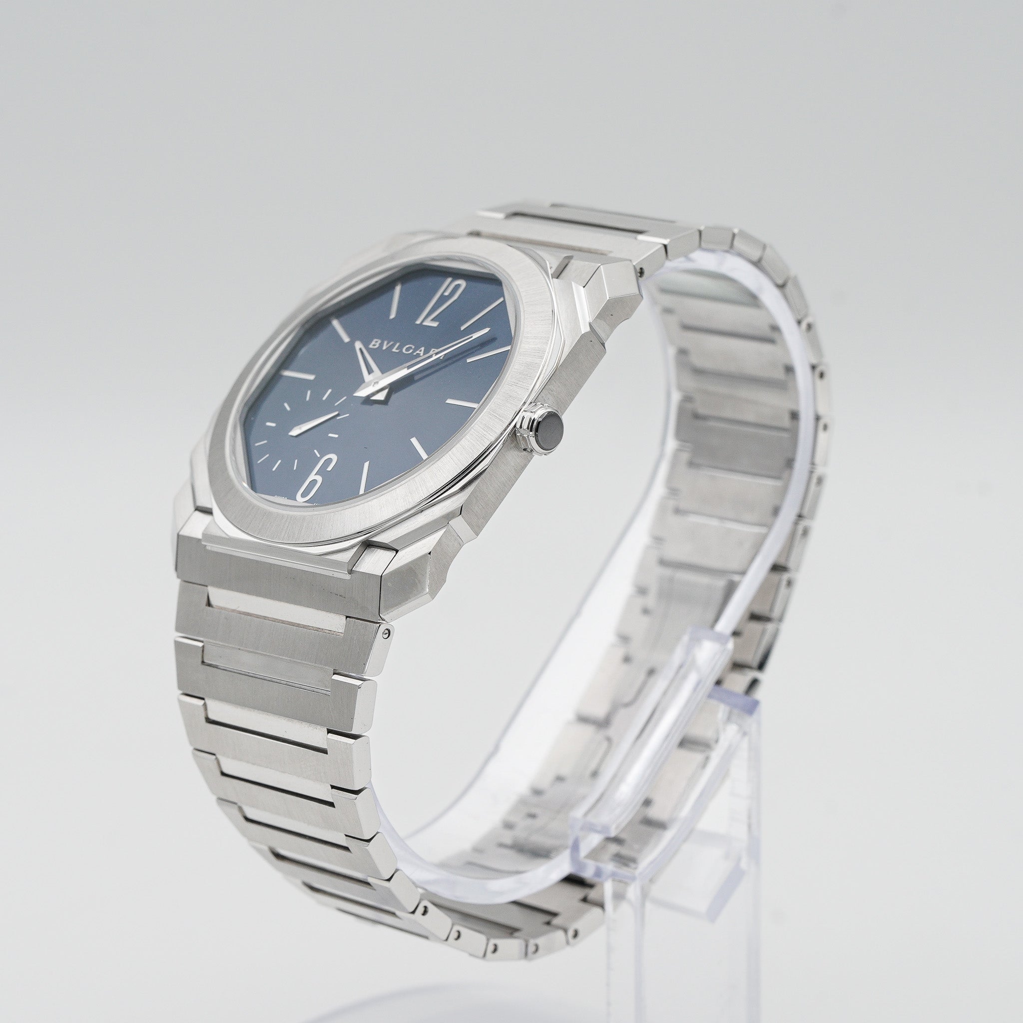 BVLGARI 103431 Bulgari Octo Finissimo Automatic Blue Dial Stainless Steel 40mm Watch crown side
