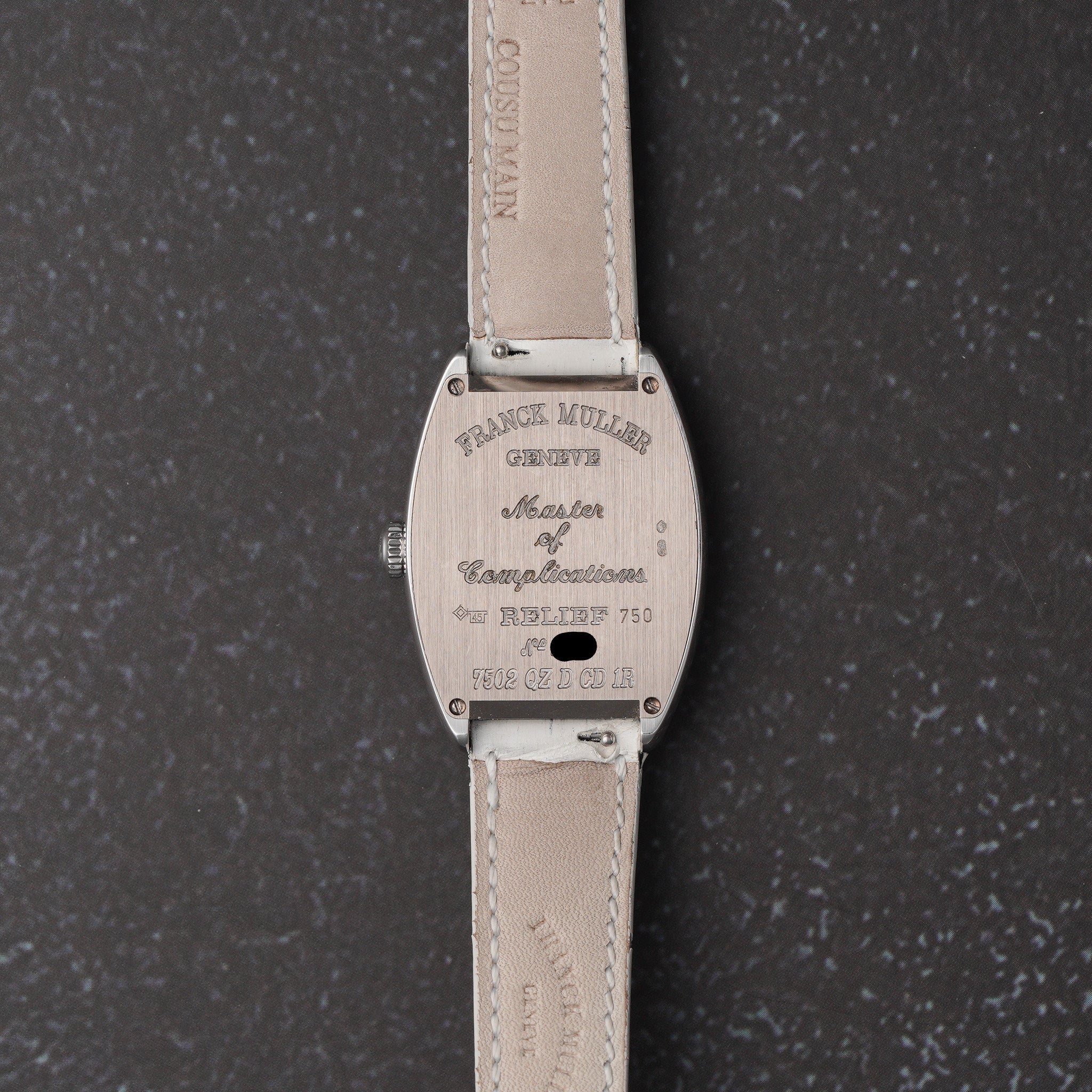 Franck Muller Cintree Curvex White Gold Quartz 7502QZDCD1RRELWGE caseback