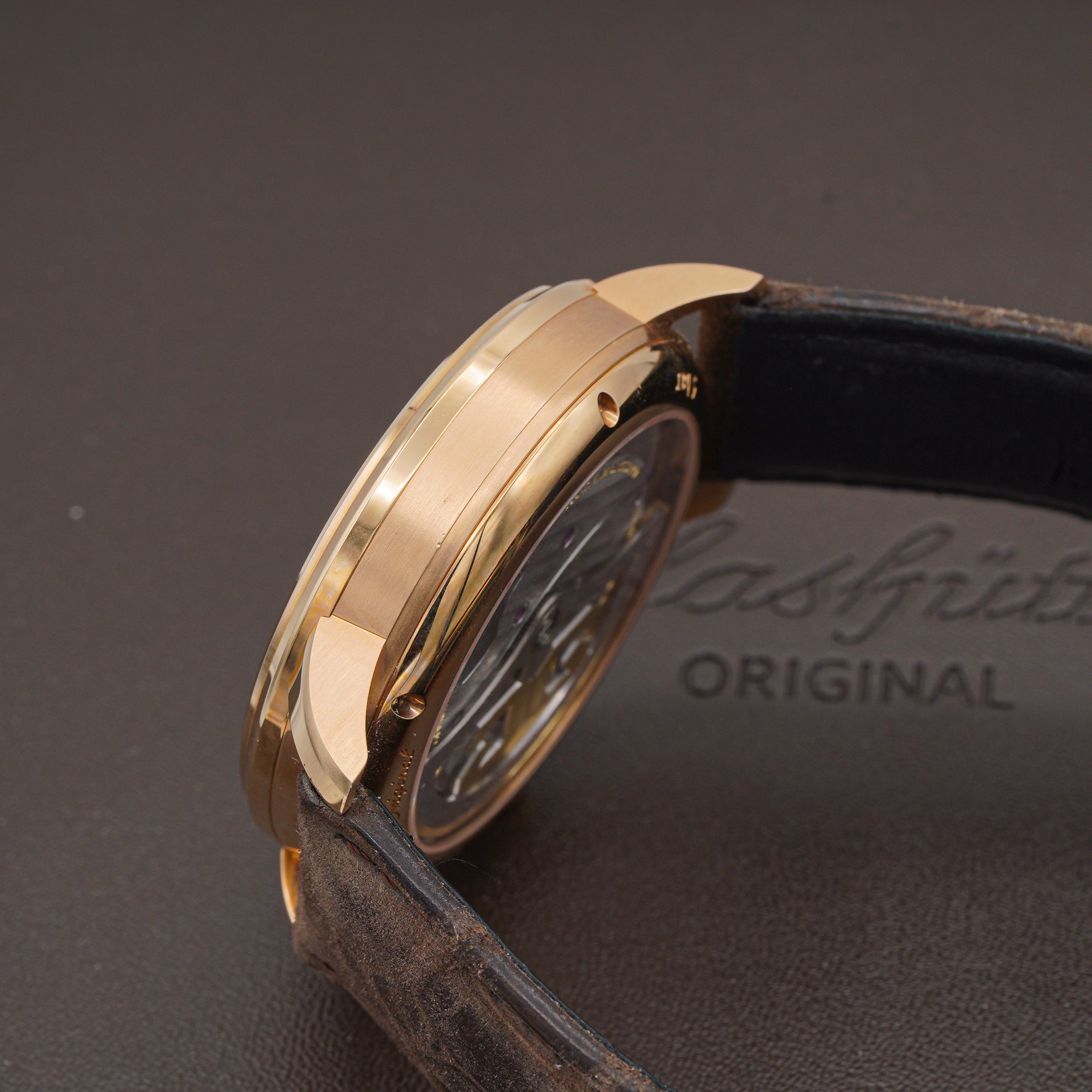 Glashütte Original PanoMaticInverse 18k Rose Gold case side