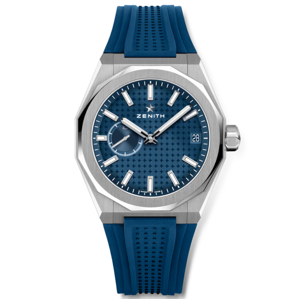 Zenith Defy Skyline Blue 41mm 03.9300.3620/51.I001 front view blue rubber strap option