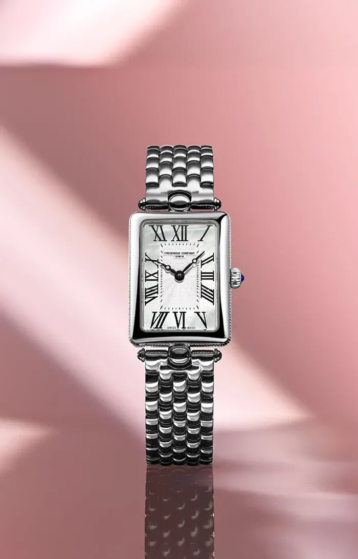 Frederique Constant Classics Art Deco Carree White Mother of Pearl Stainless Steel 28mm FC200MPW2AC6B product shot