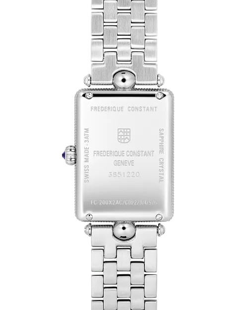Frederique Constant Classics Art Deco Carree White Mother of Pearl Stainless Steel 28mm FC200MPW2AC6B caseback