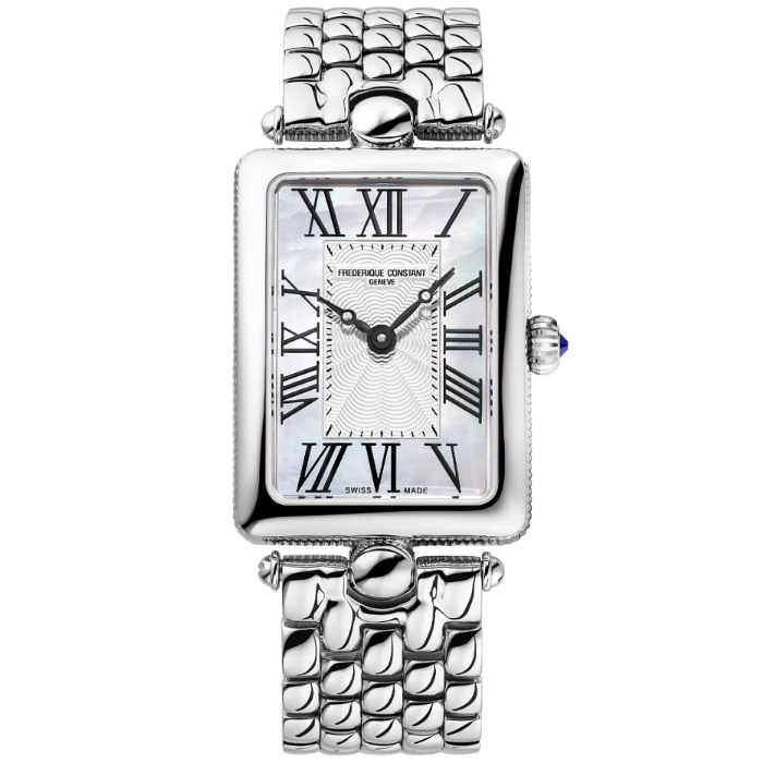 Frederique Constant Classics Art Deco Carree White Mother of Pearl Stainless Steel 28mm FC200MPW2AC6B front view