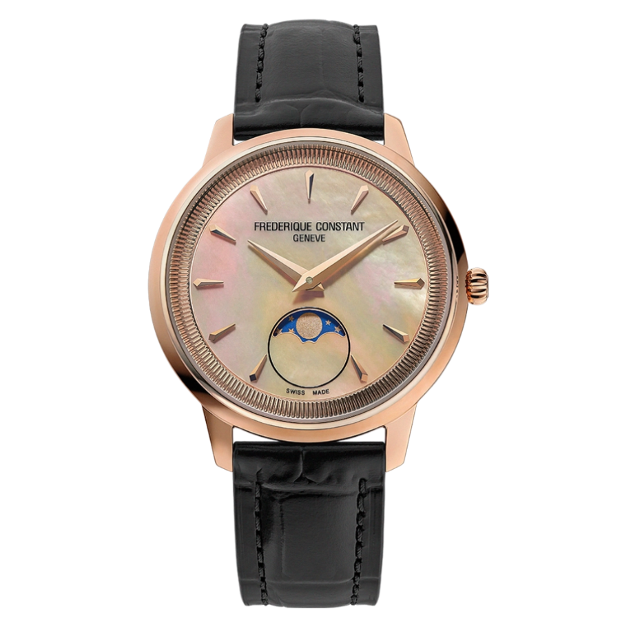 Frederique Constant Classics Moneta Moonphase Peach Mother of Pearl FC-206MPSAL2S4 front view
