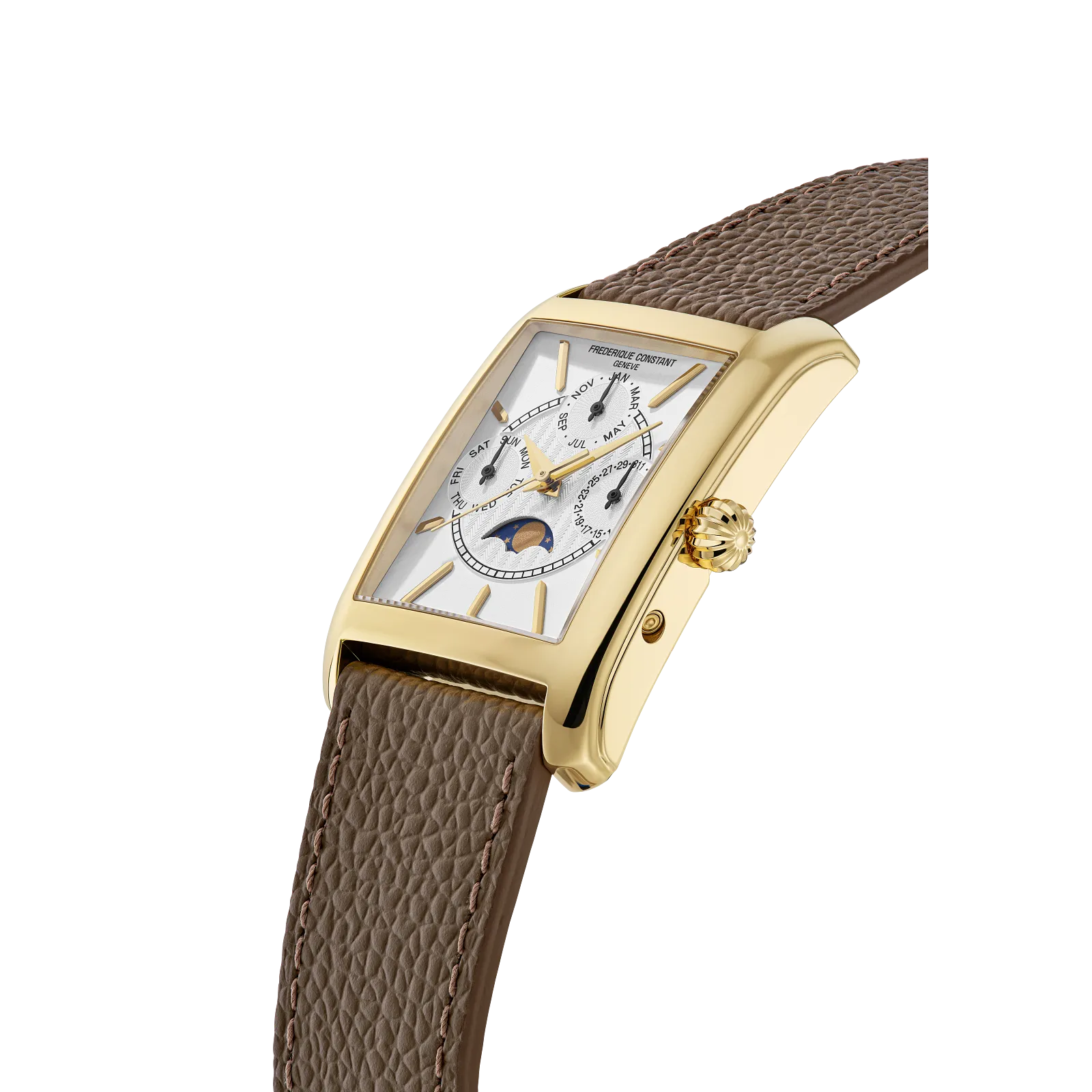 Close-up of the polished watch caseback and the underside of the premium leather or metal link strap