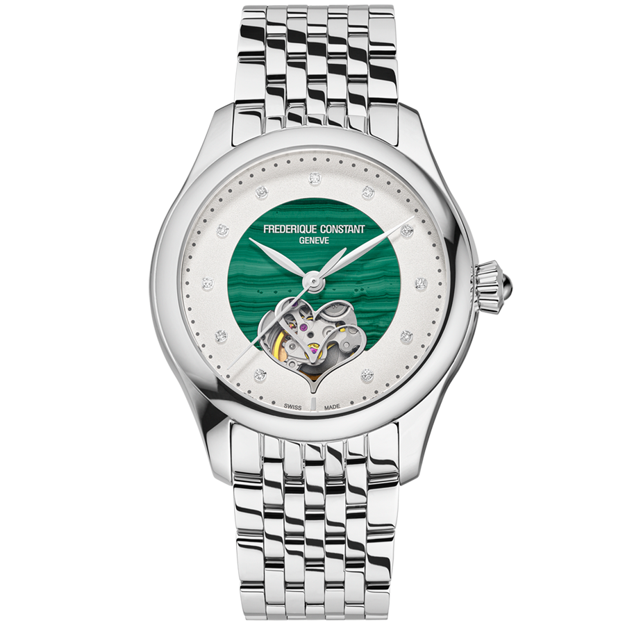 Frederique Constant Classics Ladies Double Heart Beat Green Malachite 36mm FC313MAD3B6B front view