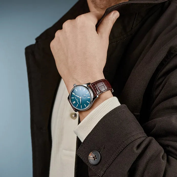 Frederique Constant Classics Index Automatic Dark Teal Blue 40 mm FC530G3B6 model wrist shot
