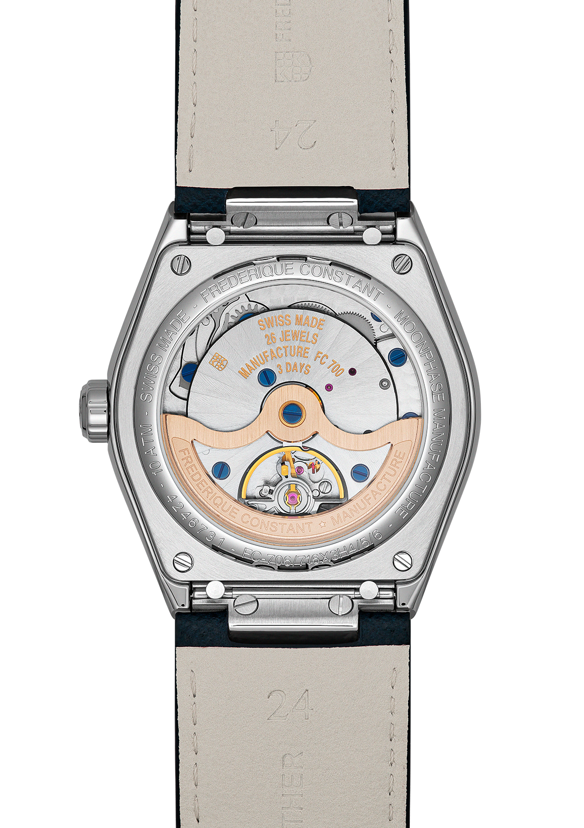 Frederique Constant Manufacture Highlife Moonphase Date Sunray Blue 39mm FC716BL3NH6 caseback