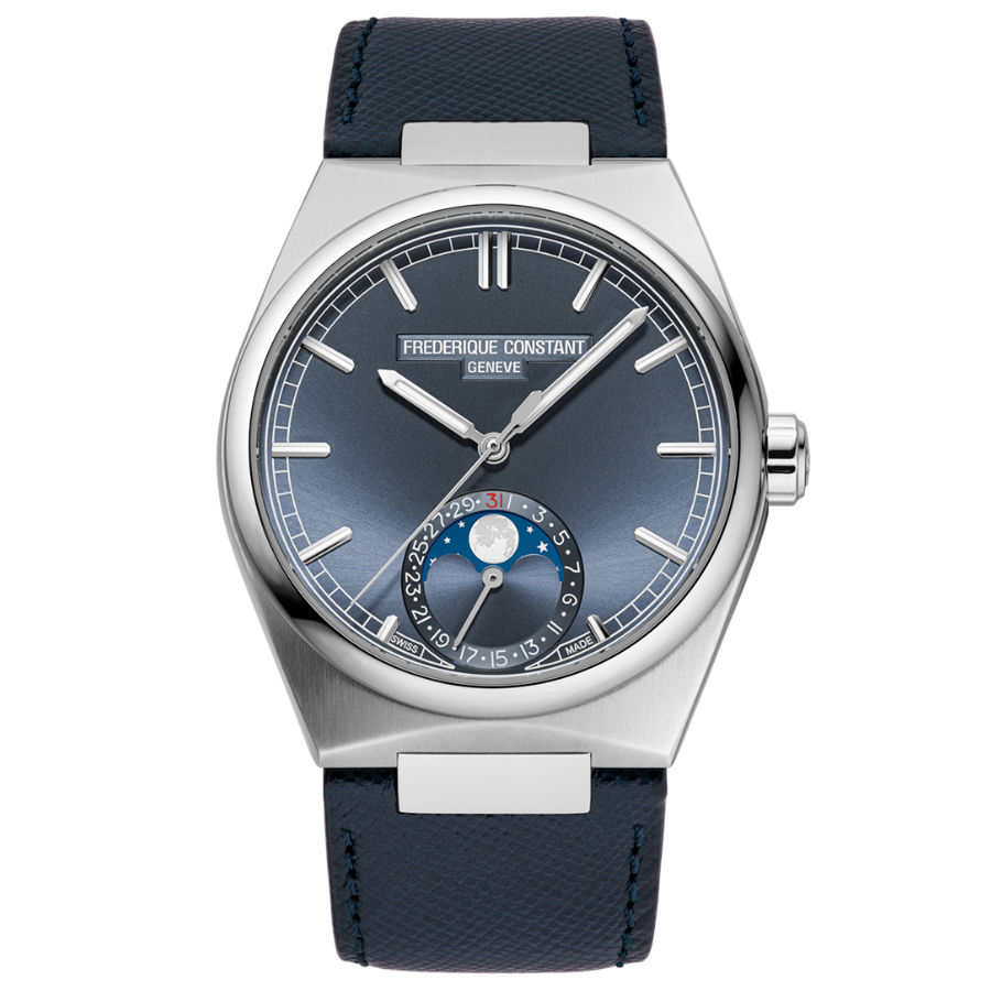 Frederique Constant Manufacture Highlife Moonphase Date Sunray Blue 39mm FC716BL3NH6 front view