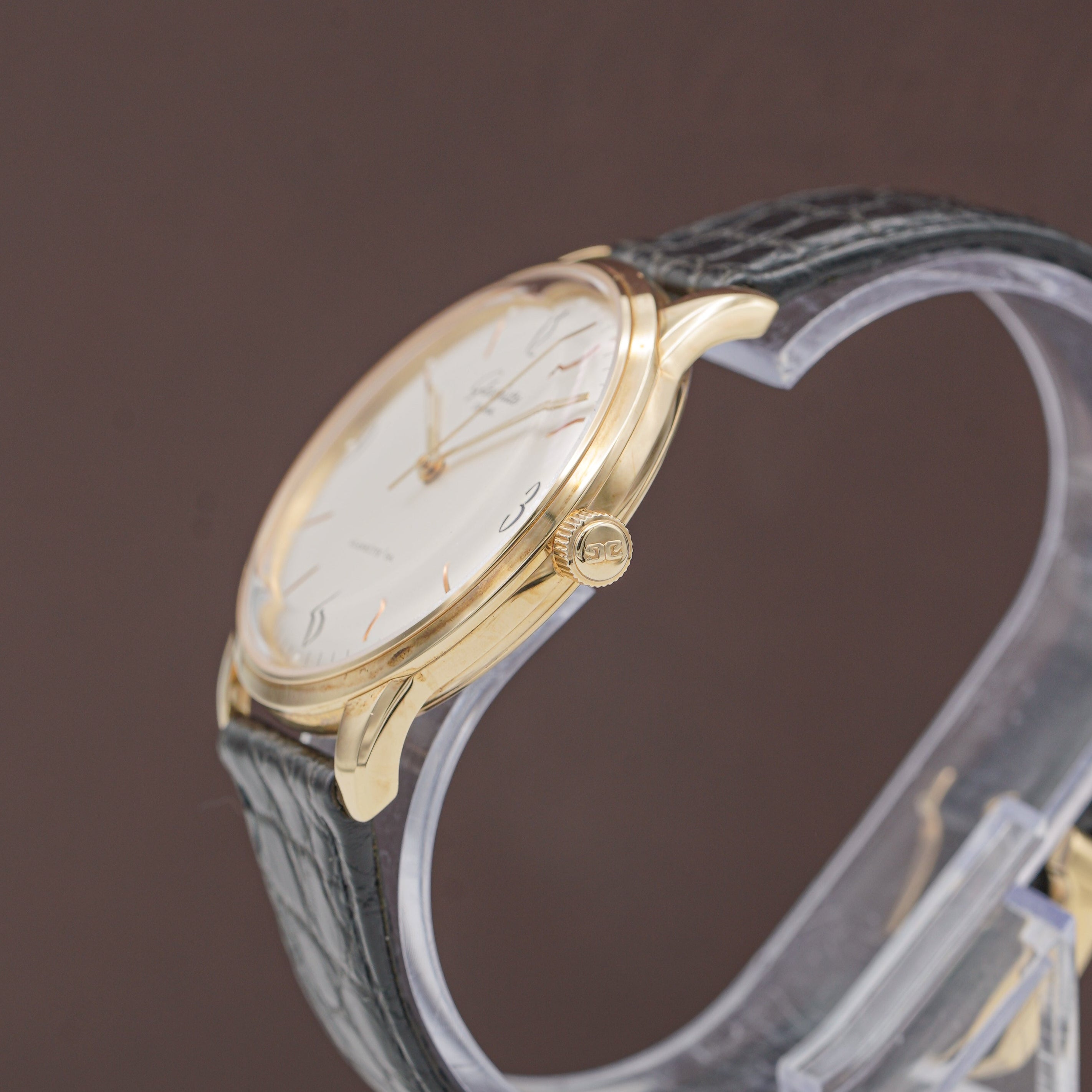 Glashütte Original Sixties Time Only Rose Gold Watch crown