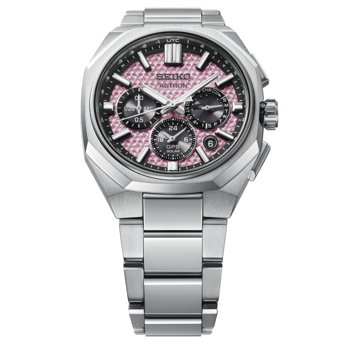 Seiko Astron GPS Solar Limited Edition Pastel Pink 43mm HAB006 Dial Closeup