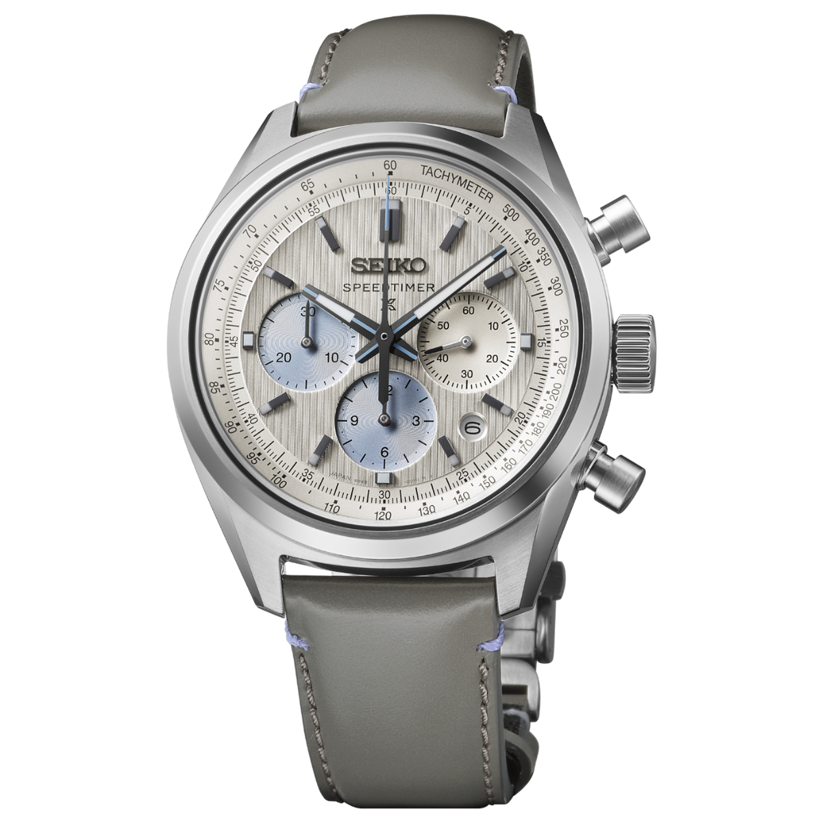 Seiko Prospex Speedtimer Mechanical Chronograph Gray and Blue 42mm HBD002 front view