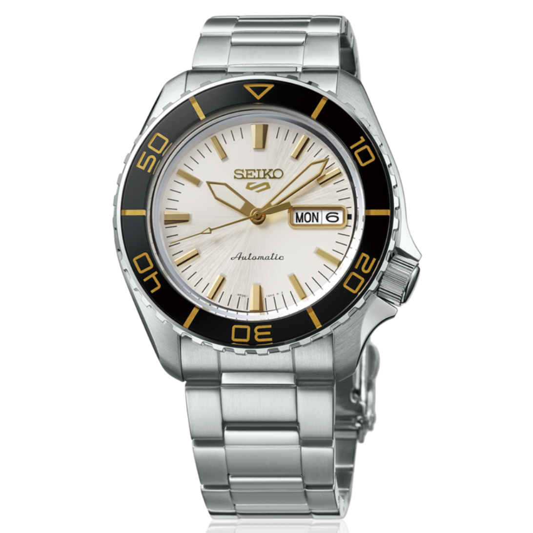 Seiko 5 Sports SKX Series White & Gold 42.5mm HDB004 front view