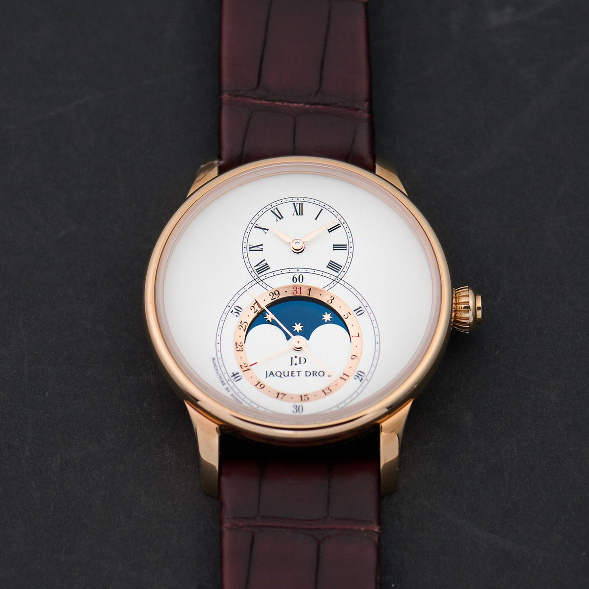Jaquet Droz Grande Seconde Moon Ivory Enamel J007533200 dial