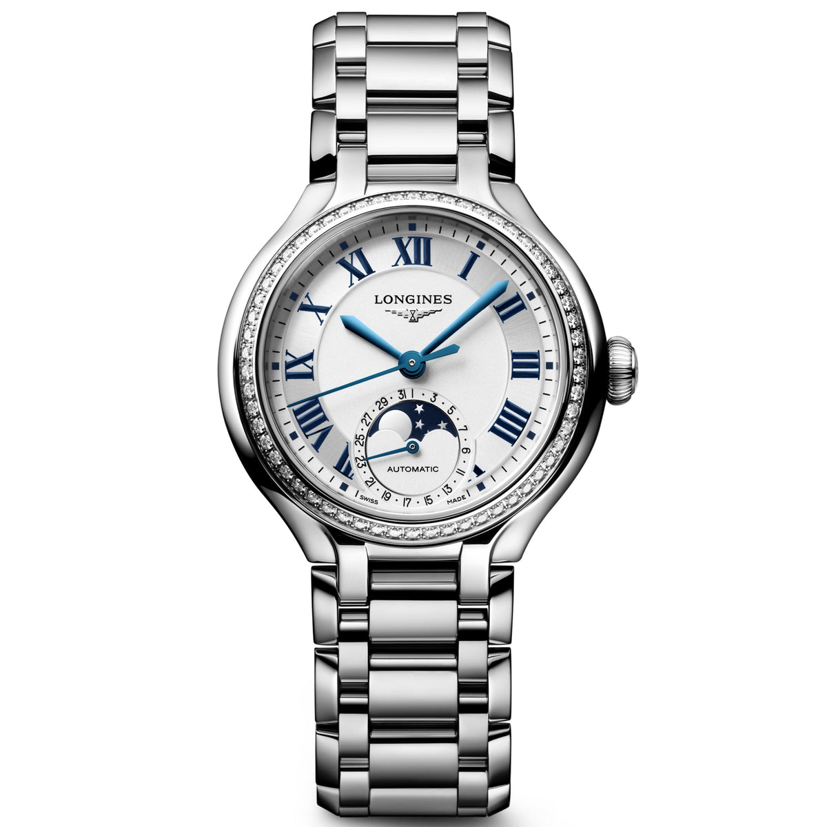 Longines Elegance PrimaLuna Moonphase Opaline Ivory 34mm L81260716 front view