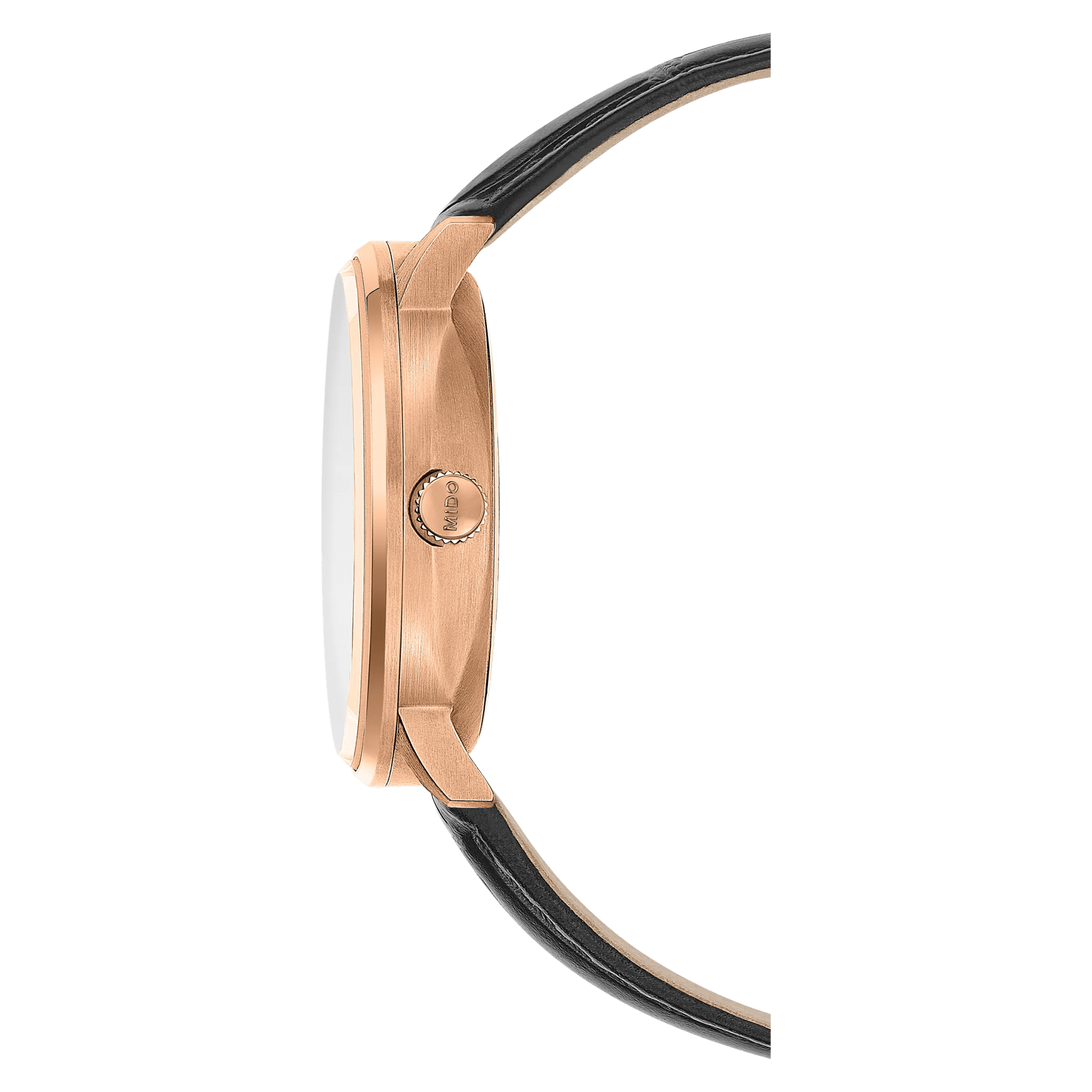 MIDO Commander Gradient Black SeeThrough Rose Gold Tone PVD Leather Strap 40mm M0214073641100