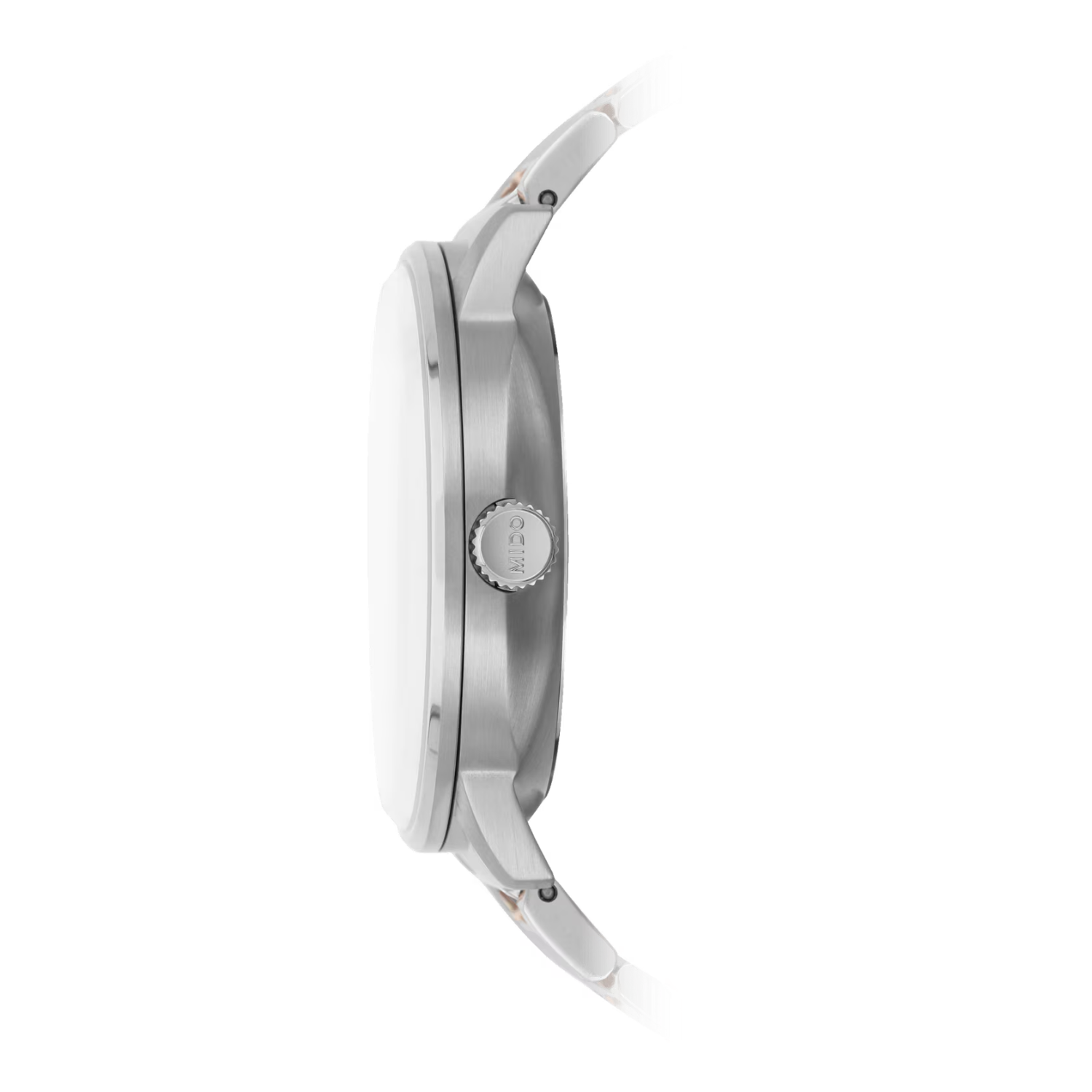 Crown view of MIDO Commander Chronometer Silver 40mm M0214311103100