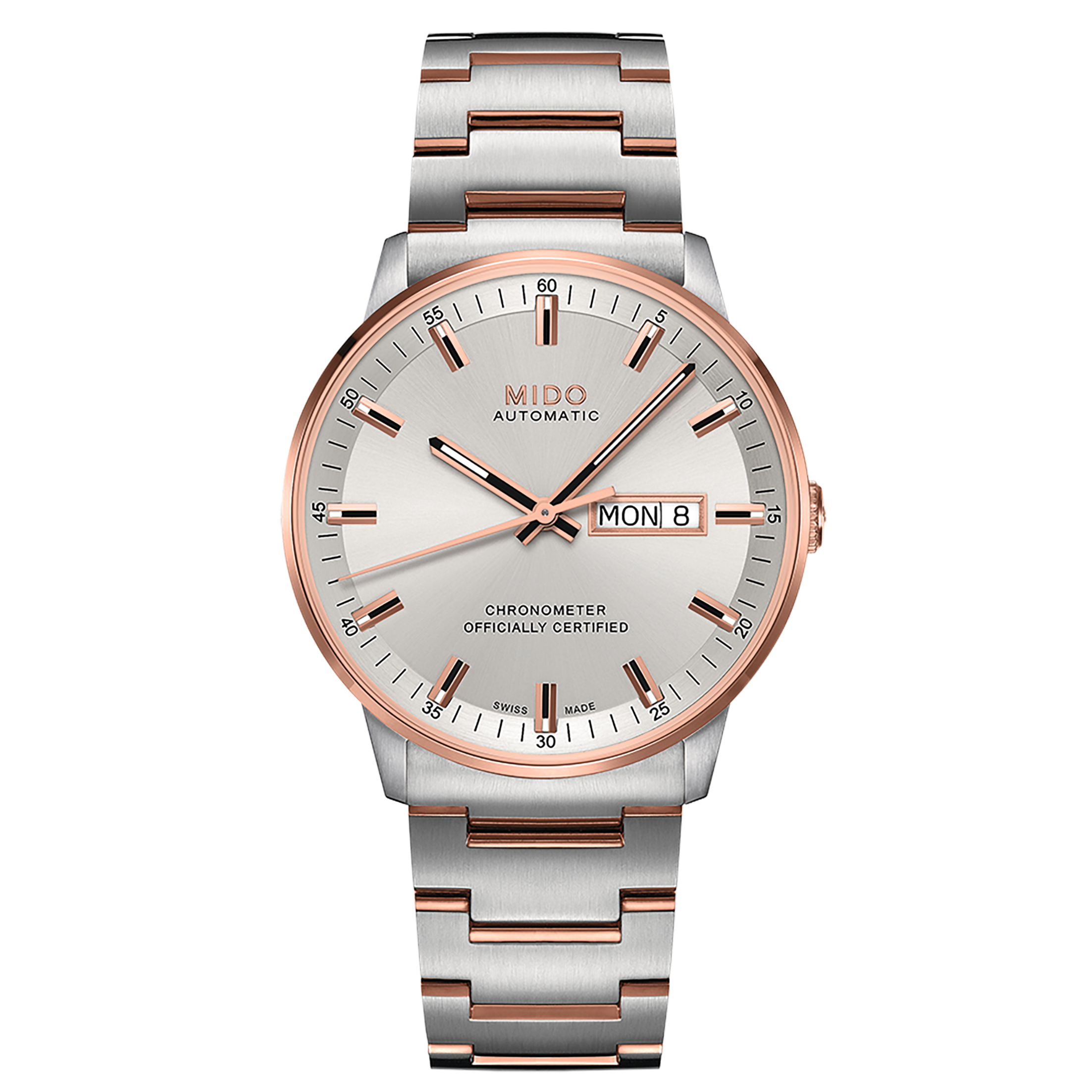 MIDO Commander Chronometer Silver Dial - Rose Gold-Tone Stainless Steel Watch - 40mm - M0214312203100