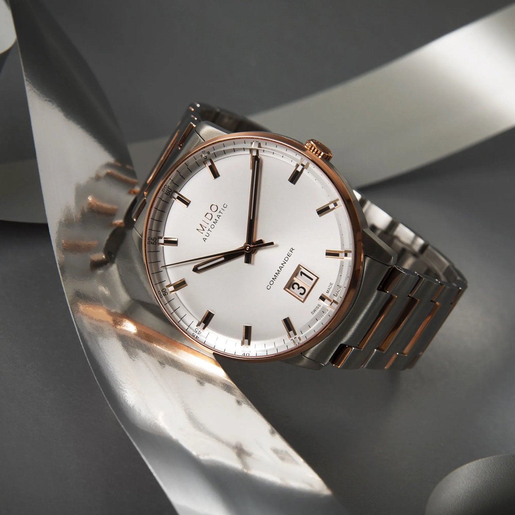 MIDO Commander Big Date Silver Two Tone 42mm M0216262203100