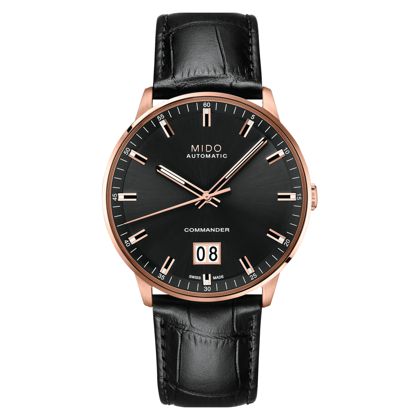 MIDO Commander Big Date Black Dial - Rose Gold-Tone Stainless Steel Watch - 42mm - M0216263605100