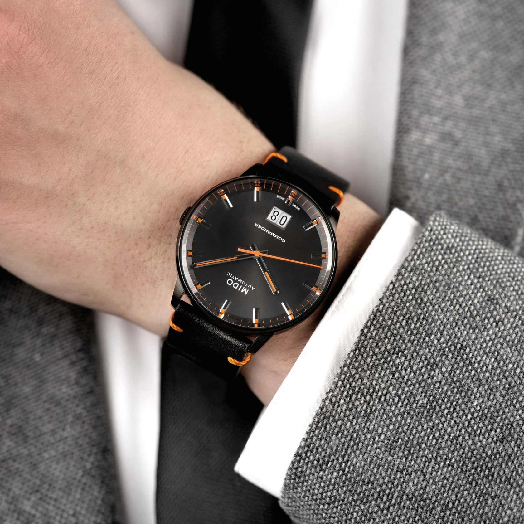 MIDO Commander Big Date Black PVD on Leather Strap 42mm M0216263605101