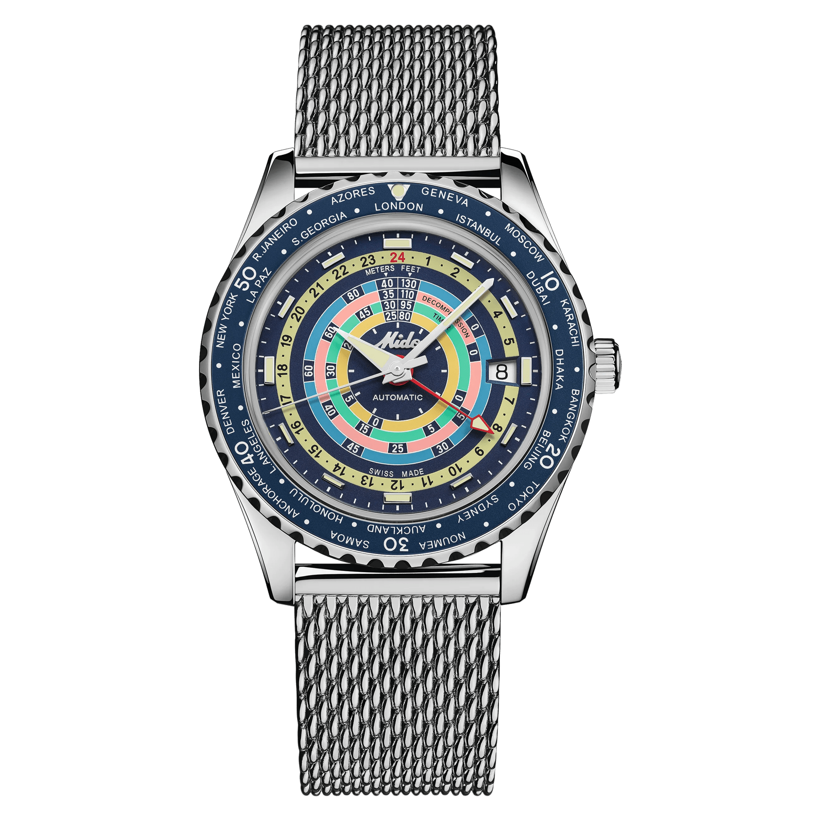 Mido Ocean Star Decompression Worldtimer GMT Blue Dial Stainless Steel 40.5mm - M0268291704100