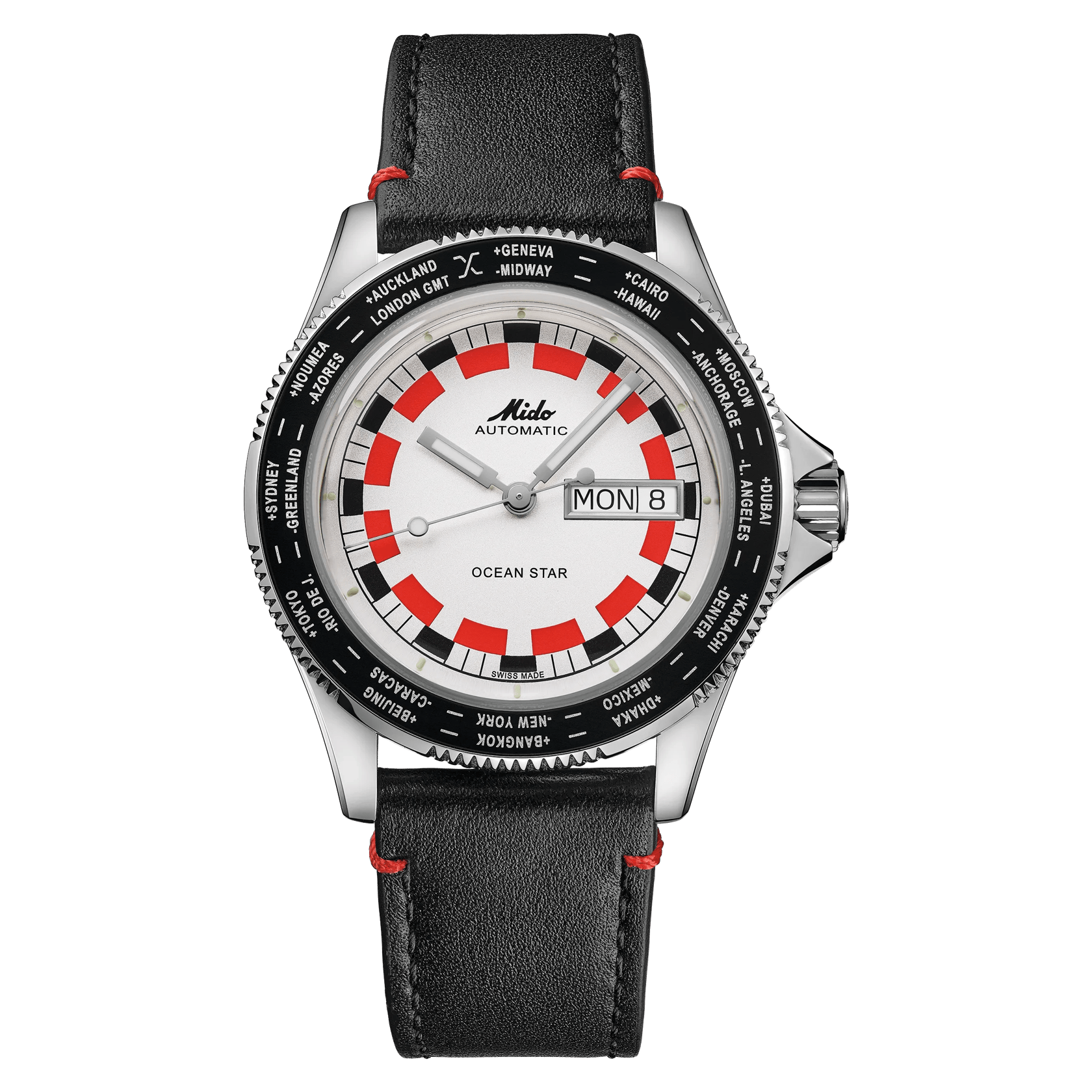 Mido Ocean Star Worldtimer Chequered Dial Black PVD Stainless Steel 40.5mm - M0268301603000