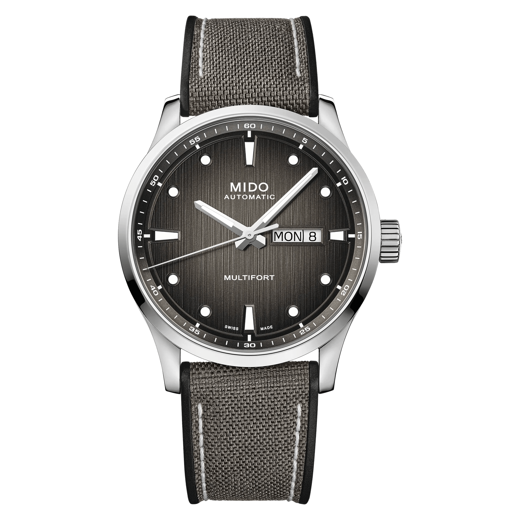 MIDO Multifort M Grey Gradient Dial, Stainless Steel Watch Fabric Strap - 42mm - M0384301708100