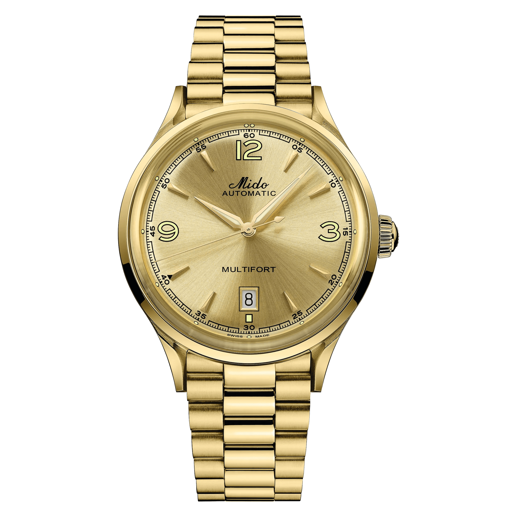 MIDO Multifort Powerwind Champagne Dial, Stainless Steel Gold-Tone PVD Watch - 40mm - M0404073302700
