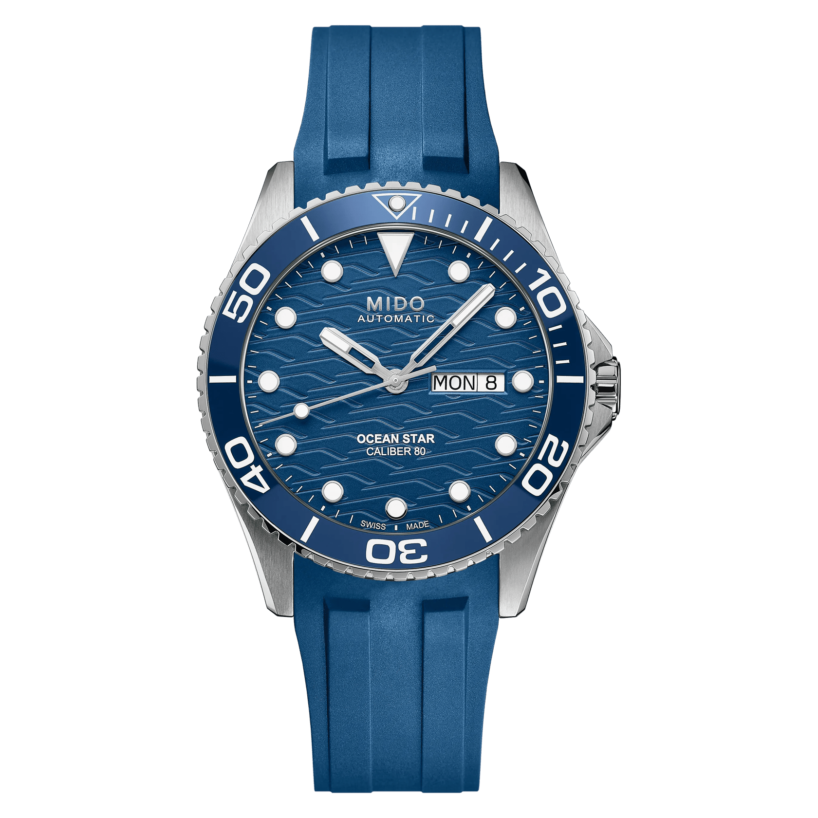 MIDO Ocean Star 200C Ceramic Bezel Blue Dial Stainless Steel Watch Blue Rubber Strap - 42.5mm -M0424301704100